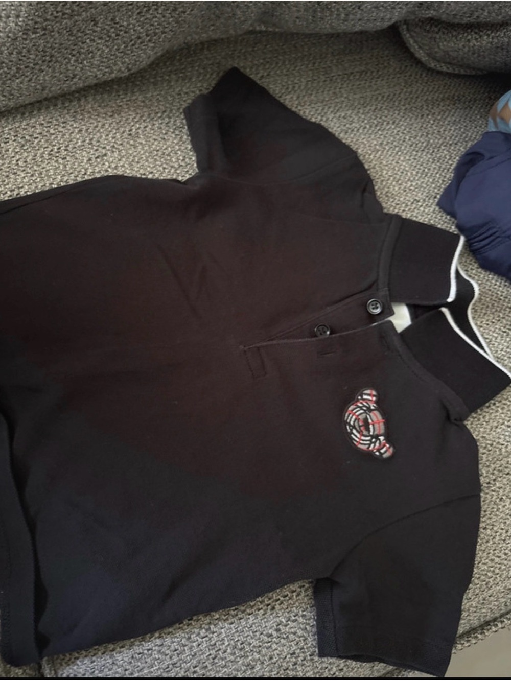 Burberry Black Polo Shirt with Signature Crest Detail